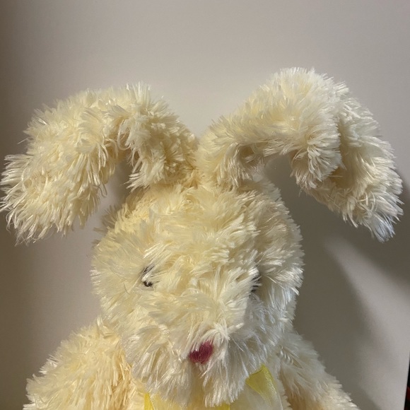 Bunny Plush Yellow Rabbit Stuffed Animal Easter Toy Bendable Ears Floral Paws - Picture 7 of 12
